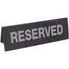 Table Sign Reserved Double Sided White on Black  (EA)
